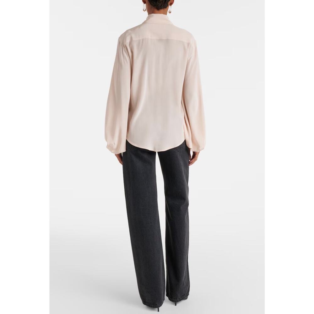 Victoria Beckham Blouson Sleeve Silk Blouse in Blush Apricot UK 4 US 0 - Picture 4 of 5